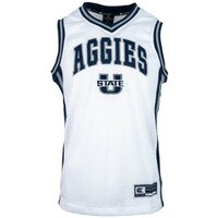 u-state aggies youth white basketball mesh jersey